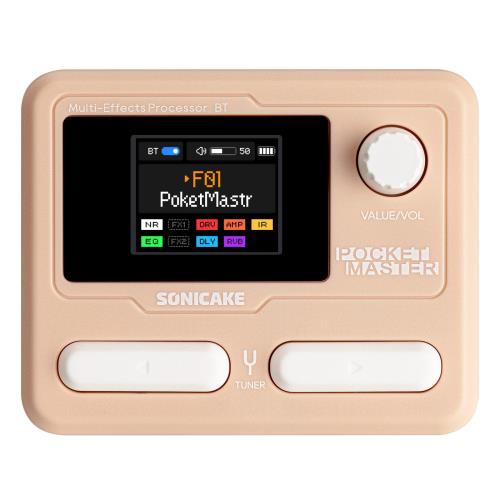 SONICAKE ポケットマスターポータブルマルチエフェクトペダル 100+ 内蔵ギター/ベース/音響効果、アンプモデリング、IRキャビネットシミュレーション、ステレオOTG USBオーディオインターフェイス、充電式(ピンク)