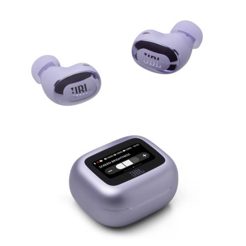 JBL LIVE BUDS 3 スマートタッチディスプレイ搭載 ワイヤレスイヤホン 小型 軽量 LDAC ハイレゾワイヤレス対応 ノイズキャンセリング 10mmダイナミックドライバー (パープル)｜ピースリーショップ　店