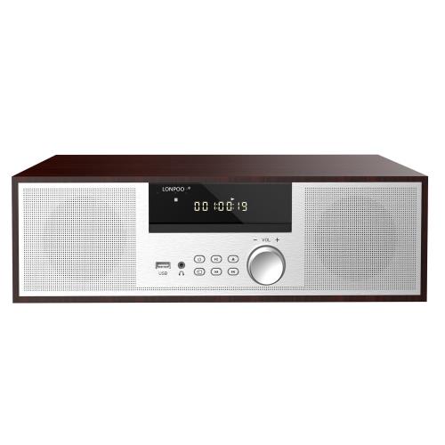 CDプレーヤー 40W コンパクトコンポーネントシステム CDステレオミニコンポ FMラジオ Bluetooth対応スピーカー USB/AUX入力 ヘッドフォンジャック 日本語リモコン ウッドキャビネット ウォールナット|ピースリーショップ 店