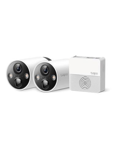 TP-Link フルワイヤレス ネットワークカメラ 屋外カメラ ペットカメラ 防犯カメラ 2K QHD 照明 ライト 搭載 音声通話可能 ハブ搭載 メーカー保証1年 カメラx2+ハブ1セット IP65準拠 Tapo C420S2/A