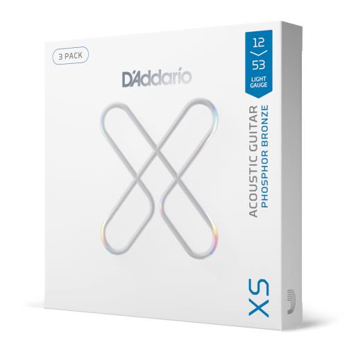 D'Addario ダダリオ アコースティックギター弦 XS コーティング弦 フォスファーブロンズ Light .012-.053 XSAPB1253-3P 3set入りパック