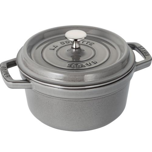 最大限度30昼日なかおテスト作業客体 staub ストウブ 「 ピコ ココット ラウンド 薄墨色 20珊 」 両手 鋳込み ホーロー 鍋 無水膳立て IH相応う  La Cocotte Round 40509-304