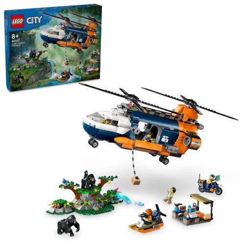 レゴ(LEGO) シティ ジャングル探し回る ベースキャンプのヘリコプタ 手あそび 手あそび 生まれ落ちる日 差し上げ物 立ちはだかる お坊っちゃん お嬢さん ちびっ子 8歳 9歳 10歳 小学生 街づくり 60437