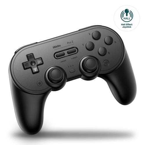 8BitDo Pro 2 Switch用のBluetooth制御装置、ホールエフェクトジョイスティックアップデート、Switch、パソコン、Android、Steam Deck＆Apple用のワイヤレスゲームコントローラー (Black)