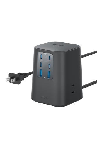 Anker Charging Station (9-インチ-1, 100W) USB水道栓/ワット数水道栓/AC差込口 3口 / USB-C 4界面 / USB-A 2界面/ 1.5m取りひろげる吊りひも 黒いこと