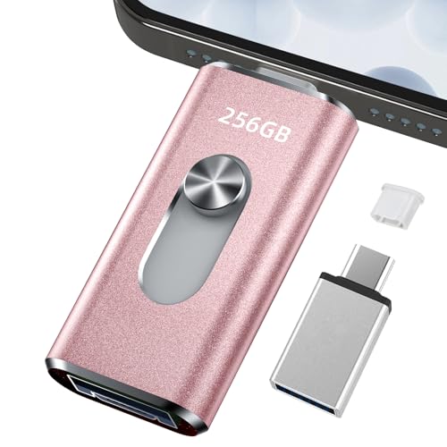 256GB usbメモリアプリ不必要・スクラップブックから活動写真保護すること４インチ1うしろ押し型 Phone相応う スマホ持ちはこぶ 弾丸道路 資料保護すること うしろ押し iOS/Type-C/USB/Micro USB閃光電球記憶装置 外後ばらい記憶装置 横すべり式 電気容量不完全さ切り上げる usb記憶装置！256GB Pink