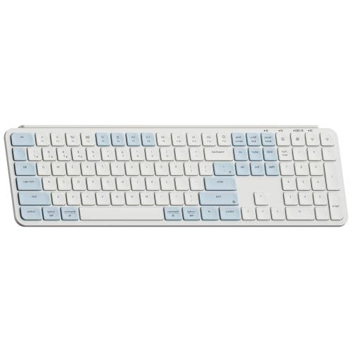 Keychron B6 Pro ウルトラスリム ワイヤレスキーボード、フルサイズ、テンキー付、ZMKカスタマイズ、シザースイッチ、2.4 GHz/Bluetooth 5.2/有線接続、ロングバッテリーライフ、Mac Windows Linux対応 (レトロブルー, USレイアウト)