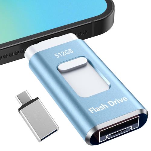 専用アプリ不要 アルバム整理簡単Phone用USBメモリ 4in1 USBメモリ512GB phone用外付けメモリ 高速USB3.0 タイプc usbメモリー IOS/Android/PC/Macに対応 phone兼用 ・