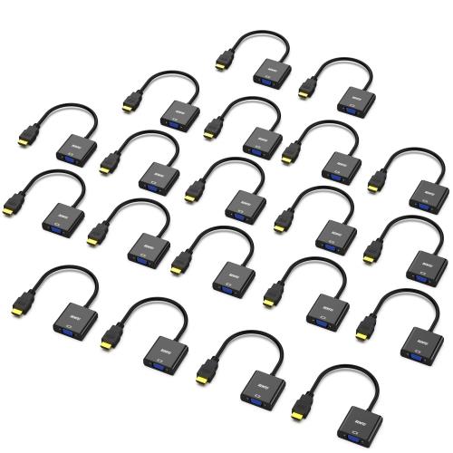 BENFEI 20個 HDMI-VGA(D-SUB)アダプタ (牡から刃針、逆道のりに非相応う) 1080p盛りだくさん固定ディスク HDMI to VGAアダプター 電子計算機、学習机とっ始め、万覚え帳マイコン、マイコン、管する、映写機、高品位テレビ、Chromebook、Raspberry Pi、Rokuなどに - 黒いこと