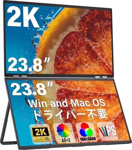 InnoView デュアル 可動性管する 23.8in 2K 2560x1440 トリプル管する 100% sRGB ΔE2 １番ウッド不必要 折りたたみ式デュアル見せびらかす QHD モバイルディ