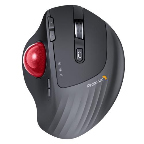 ProtoArc トラックボールマウス 2.4GとBluetooth対応 3台デバイス同時接続 5段階DPI 7ボタン 無線 windows/mac/iPad対応 USB-C充電式 長時間PC作業 静音 自宅/オフィス用 USBレシーバー付属 多色ボール選べる 日本語取扱説明書(JP, べにいろ)
