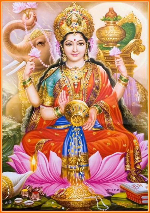 楽天市場 インドの神様 ラクシュミー神お守りカード 1枚 004 India God Laxmi Small Card Charm 美 富 豊穣 幸運 純粋 スピリチュアリティ インド風水アイテムのｐｒａｎａ