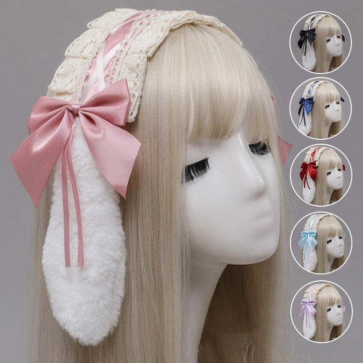 うさ耳ボンネット マフラー フリル ゴスロリ もちふわ サブカル ロリータ 韓国 ♡ サブカル系 猫耳 フリルリボン ヘッドドレス purple