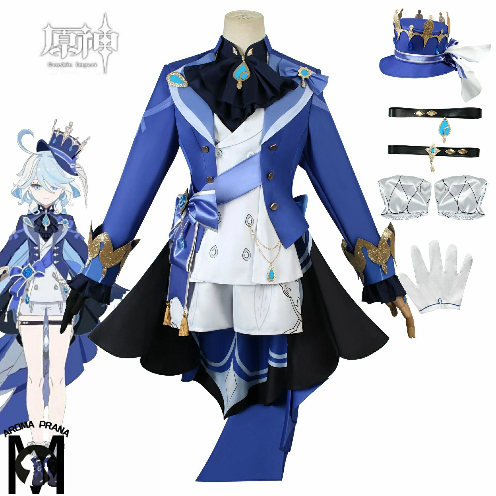 原神 水神 フリーナ ウィッグあり 制服 全身セット セットアップ コスプレ衣装 コ シャツ ショートパンツ 仮装 変装 女の子 Cosplay ハロウィン変装 イベント 学園祭 文化祭 クリスマス 撮影 祭り 誕生日プレゼント舞台装 演出服 漫遊展 公演