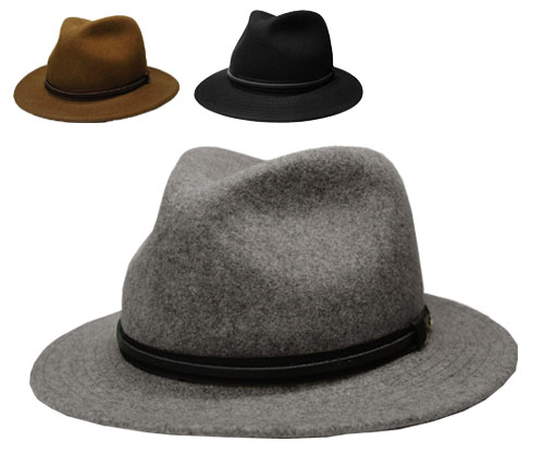 送料無料 Bailey ベイリー #7044 EVANS エヴァンス GRAVEL MIX BISON BLACK 帽子 フェルトハット 中折れハット つば広 紳士 婦人 メンズ レディース 男女兼用 【楽ギフ_包装】|PRAST