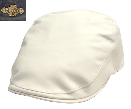 帽子 ステットソン STETSON SE028 ハンチング レザー 羊革 紺 白 日本製 高級 メンズ レディース