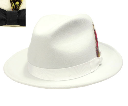 white felt fedora hat