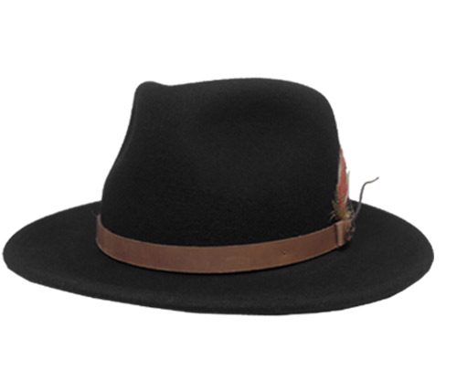 New York Hat ニューヨークハット #5312 Lite Felt Outback BLACK フェルトハット 紳士 婦人 メンズ レディース|PRAST