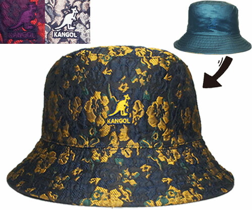 カン目的地 KANGOL FLORAL JACQUARD REV BUCKET MARINETEAL CRANBERRY MOONSTRUCK リヴァーシブル 井戸釣瓶かぶり笠 メンズ レディース ハット-帽子-バッグ・小物・ブランド雑貨