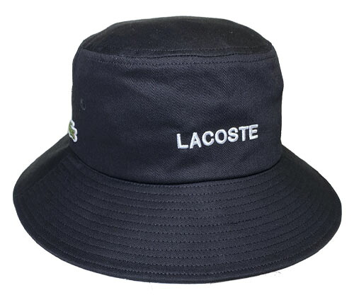 LACOSTE ラコステ L1403 ブランドネームロゴ刺繍エッセンシャルバケットハット 黒 メンズ レディース 帽子-バッグ・小物・ブランド雑貨