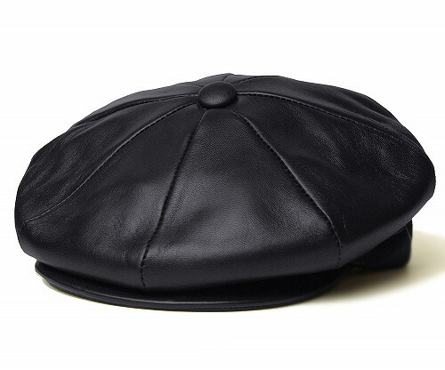 New York Hat（ニューヨーク州かぶり笠） レザーキャスケット #9242 Lambskin Newsboy, Black