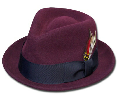 送料無料　New York Hat　ニューヨークハット　フェルトハット　5329　Tear Drop Stingy Fedora　ティアドロップ　スティンジー　フェドラ　Burgundy　帽子　ハット　中折れハット　フェルトハット　紳士　婦人　メンズ　レディース　男女兼用