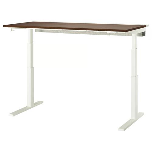 ＊202601 MITTZON ミッツォーン デスク 昇降式 100V ウォールナット材突き板/ホワイト 160x80 cm 快適 機能性 頑丈 耐久性 IKEA イケア おしゃれ 新生活 ケーブル収納 電動 衝突感知 495.303.38