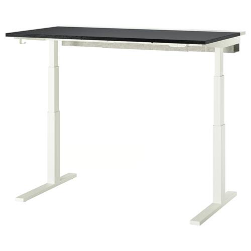 ＊202601 MITTZON ミッツォーン デスク 昇降式 100V ブラックステインアッシュ材突き板/ホワイト 140x80 cm 快適 機能性 頑丈 耐久性 IKEA イケア おしゃれ 新生活 ケーブル収納 電動 衝突感知 295.289.49