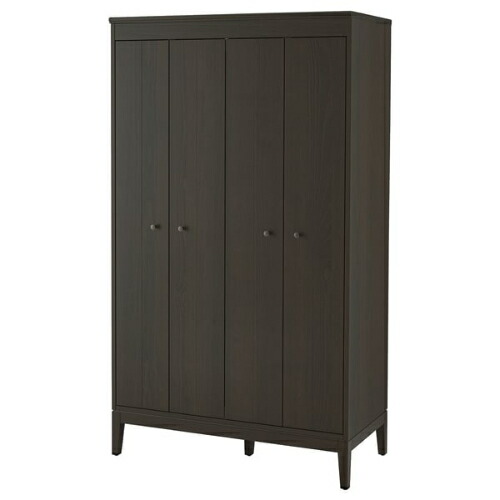 ＊202602 IDAN?S イダネス ワードローブ ダークブラウン ステイン仕上げ 121x211 cm 収納 簡単 組み立て IKEA イケア おしゃれ 新生活 折れ戸 可動棚 安全金具 304.588.32