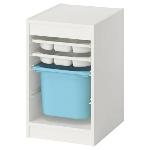 ＊202602 TROFAST トロファスト 収納コンビネーション ボックス/トレイ付 ホワイト ホワイト/ライトブルー 34x44x56 cm 収納 IKEA イケア おもちゃ収納 おかたづけ 家具 おしゃれ 新生活 整理棚 棚 収納ボックス 子供部屋 収納家具 696.019.85