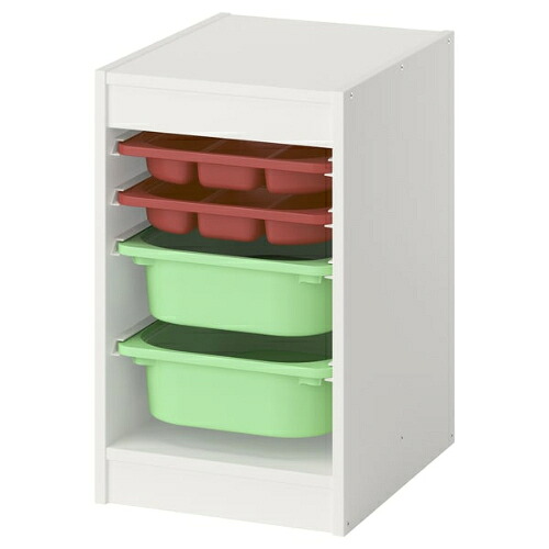 *202602 TROFAST トロファスト 収納コンビネーション ボックス/トレイ付 ホワイト レッド/ライトグリーン 34x44x56 cm 収納 IKEA イケア おもちゃ収納 おかたづけ 家具 おしゃれ 新生活 整理棚 棚 収納ボックス 子供部屋 収納家具 995.841.78