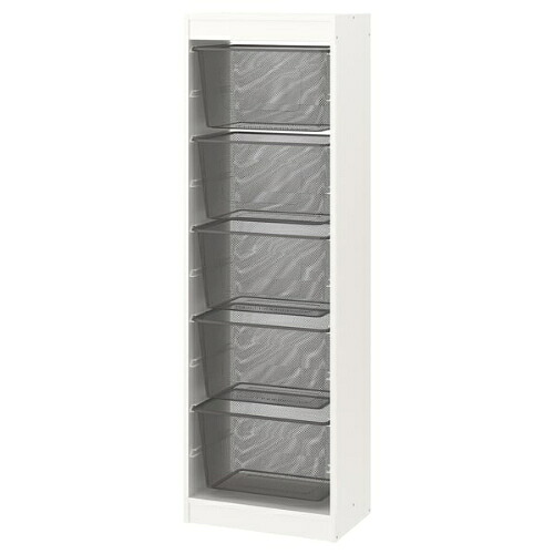 ＊202602 TROFAST トロファスト 収納コンビネーション ホワイト ホワイト/ダークグレー 46x30x145 cm 収納 IKEA イケア おもちゃ収納 おかたづけ 家具 おしゃれ 新生活 整理棚 棚 収納ボックス 子供部屋 収納家具 094.787.33