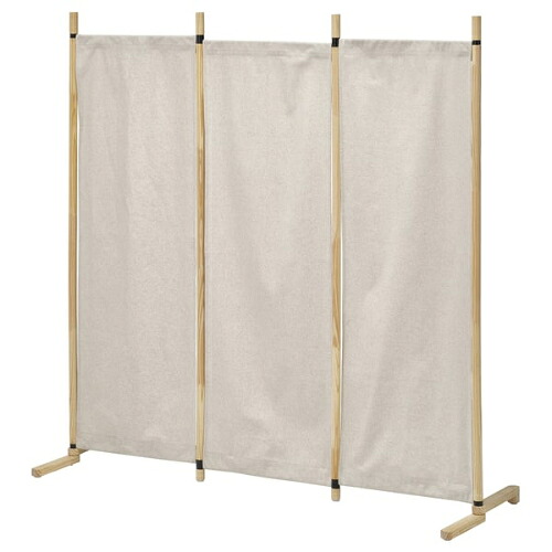 ＊202603 GLAMBERGET グラムベルゲット ルームディバイダー パイン材/カートルプ ベージュ 150x150 cm IKEA イケア おしゃれ 新生活 家具 パネル3枚 角度調節 軽量 洗濯可 805.647.45