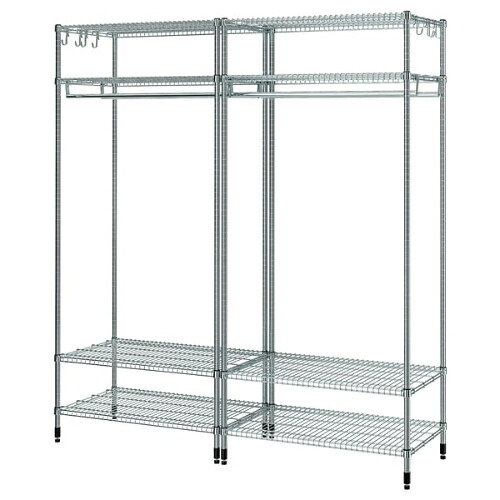 ＊202603 OMAR オマル シェルフユニット ハンガーレール付き 亜鉛メッキ 186x50x201 cm 収納 IKEA イケア おしゃれ 新生活 家具 394.876.89