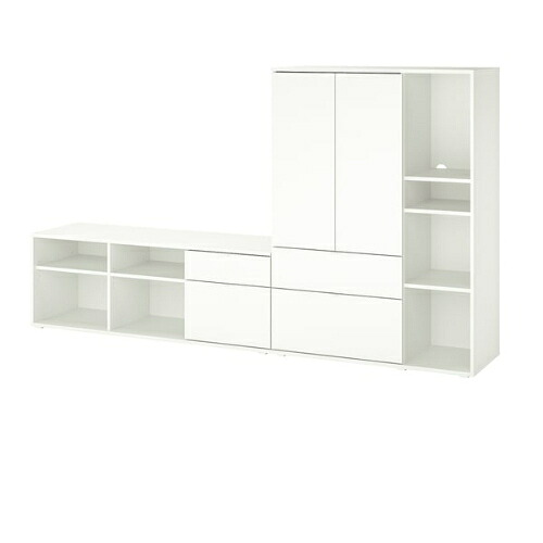 ＊202603 VIHALS ヴィーハルス テレビ/収納 コンビネーション ホワイト 251x37x140 cm IKEA イケア おしゃれ 新生活 家具 引き出し 可動棚 コード穴 894.780.41