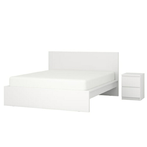 ★新生活応援セール★＊202603 MALM マルム ベッドルーム家具2点セット ホワイト 140x200 cm IKEA イケア おしゃれ 新生活 家具 寝具 すのこ ルーローイ チェスト 394.882.74