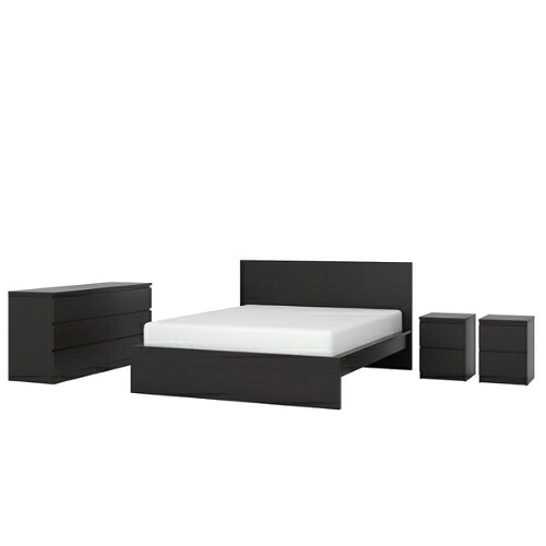 ＊202603MALM マルム 寝台お座敷調度品4点書き割り 黒いこと赤銅色 140x200 cmIKEA イケア今めかしい 新やって行く調度品 寝具 すのこ ルーローイ 洋服箪笥194.882.08