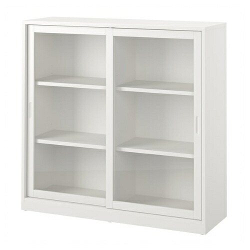 ＊202603 TONSTAD トンスタード キャビネット ガラス引き戸付き オフホワイト 120x37x116 cm IKEA イケア おしゃれ 新生活 家具 収納 可動棚 004.888.97