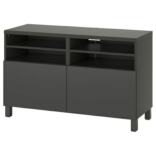 ＊202603 BEST? ベストー テレビ台 扉付き ダークグレー/ラップヴィーケン/ストゥッバルプ ダークグレー 120x42x74 cm IKEA イケア おしゃれ 新生活 家具 収納 可動棚 配線口 395.355.29