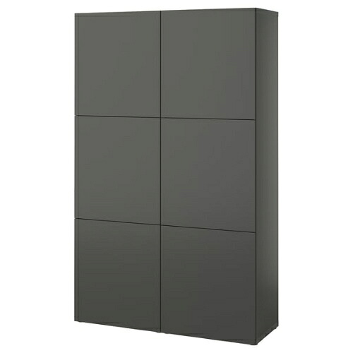 ＊202603 BEST? ベストー 収納コンビネーション 扉付 ダークグレー/ラップヴィーケン ダークグレー 120x42x193 cm IKEA イケア おしゃれ 新生活 家具 収納 可動棚 795.359.14