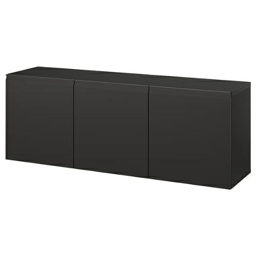 ＊202603 BEST? ベストー 壁取り付け式キャビネットコンビネーション ブラックブラウン/ハッマルスメド チャコール 180x42x64 cm IKEA イケア おしゃれ 新生活 家具 収納 895.721.52