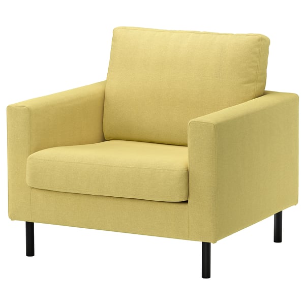 ＊202603SALTSJ?BADEN サルトショバーデン パーソナルチェア フリードトゥナ イエロー バンカビー 16 cm メタル/ブラックIKEA イケアおしゃれ 新生活家具 ソファ 1人掛け シンプル 快適096.227.16｜PRAY LIV 店