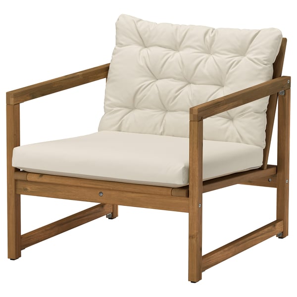*202604NÄMMARÖ ネッマロー ラウンジチェア 屋外用 ライトブラウンステイン/クッダルナ ライトグレーベージュIKEA イケアおしゃれ 新生活家具 アウトドア ダイニング 495.754.16|PRAY LIV 店