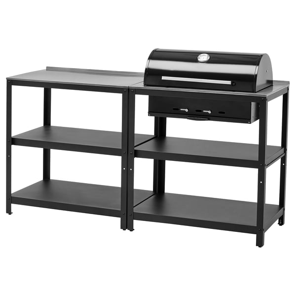 *202604GRILLSKÄR アウトドア用キッチン チャコールバーベキュー付き ステンレススチール 172x61 cmIKEA イケアおしゃれ 新生活BBQ パーティー 温度計494.003.89|PRAY LIV 店