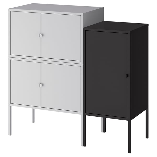 ＊202605LIXHULT リックスフルト 押し入れズボン下 薄墨色/濃灰色 95x35x92 cmIKEA イケア今めかしい 新生きて行く 調度品 納める 扉付き添い人 北欧 精神的な統合893.883.66