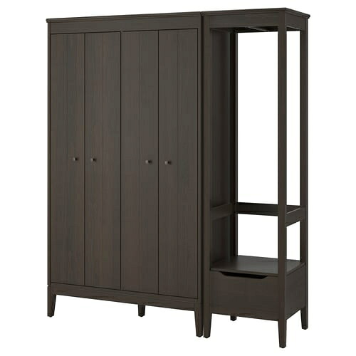 ＊202605IDAN&Auml;S イダネス ワードローブコンビネーション ダークブラウン ステイン仕上げ 180x59x211 cmIKEA イケアおしゃれ 新生活 一人暮らし家具 収納 クローゼット 北欧 木製793.883.19｜PRAY LIV 店