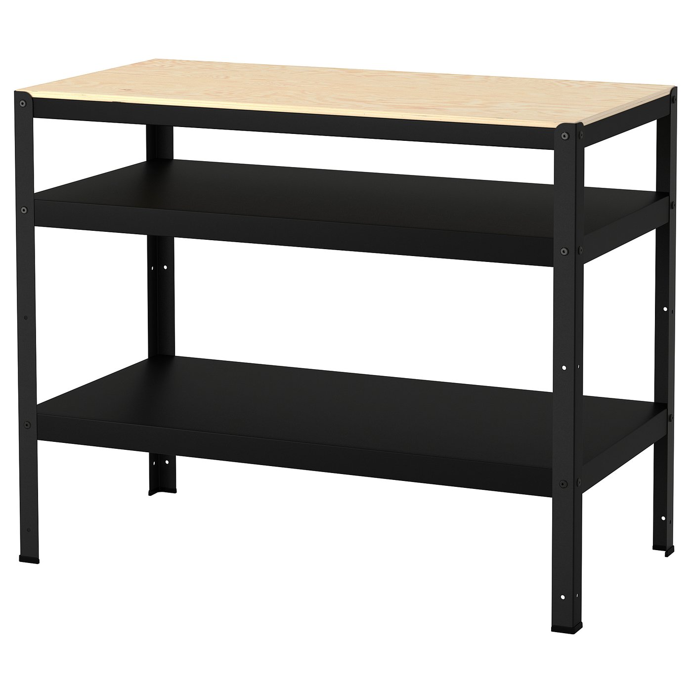 ＊202606BROR ブロール 作業台 ブラック パイン材合板IKEA イケアおしゃれ 新生活 一人暮らしキッチンカウンター ワークデスク インダストリアル ガレージ収納 スチールラック403.332.81｜PRAY LIV 店