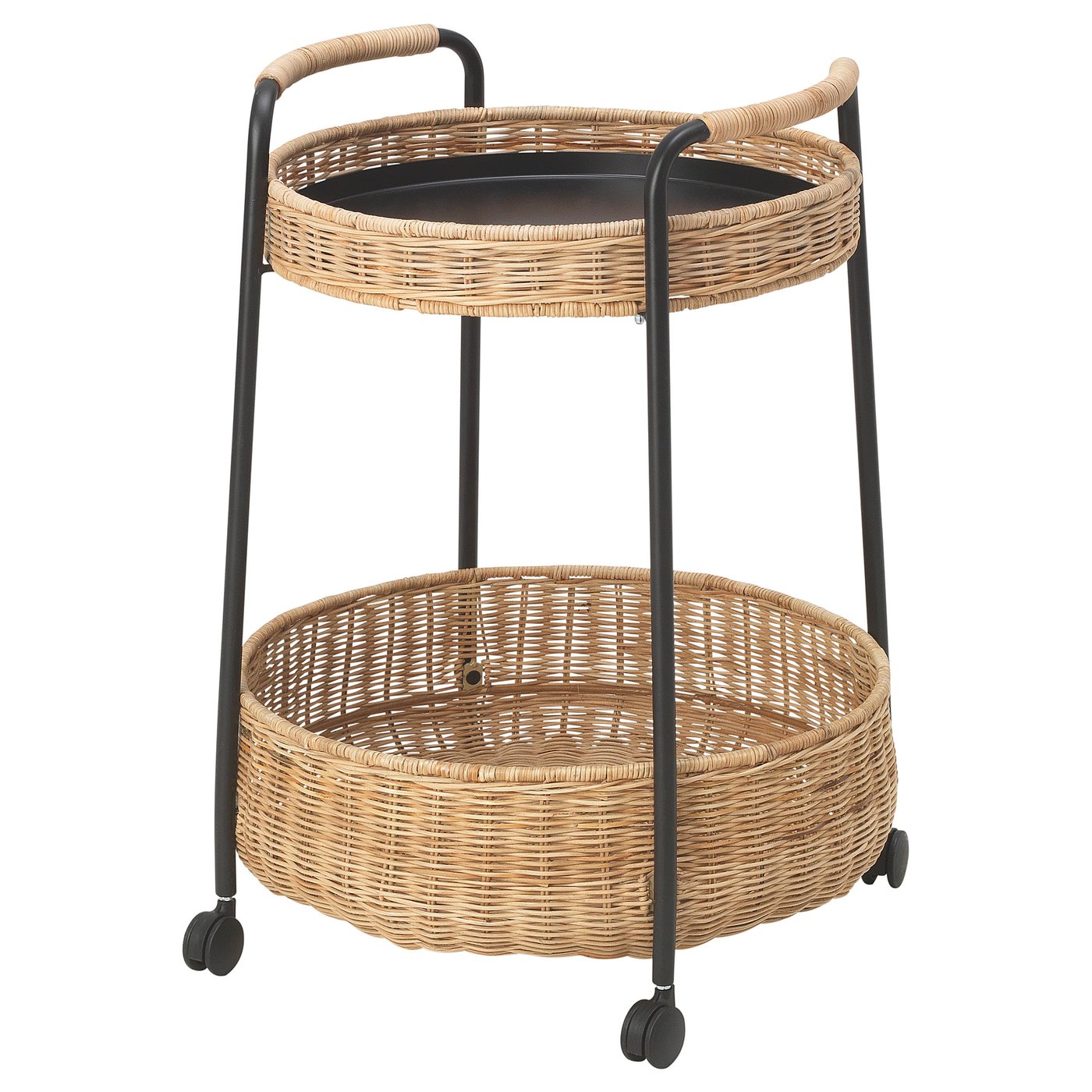 ＊202606LUBBAN ルッバン ワゴンテーブル 籐/チャコールIKEA イケアおしゃれ 新生活 一人暮らし家具 北欧 雑貨 インテリア404.414.74｜PRAY LIV 店