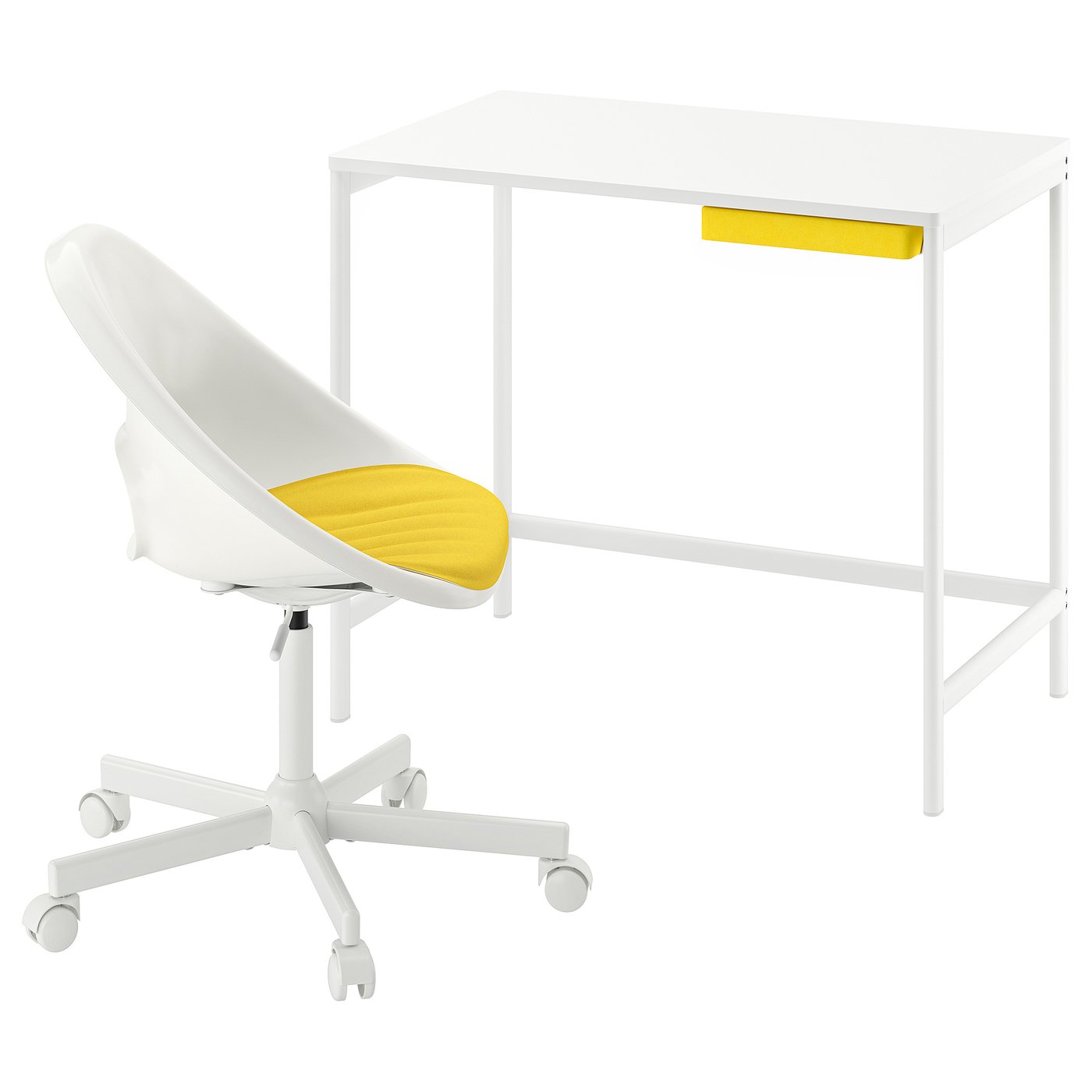 ＊202607ENKROKEN エンクローケン / LOBERGET ローベルゲット デスク&チェア ホワイト/イエローIKEA イケアおしゃれ 新生活 一人暮らし北欧インテリア 学習机セット テレワーク 省スペース 子供部屋996.211.90｜PRAY LIV 店