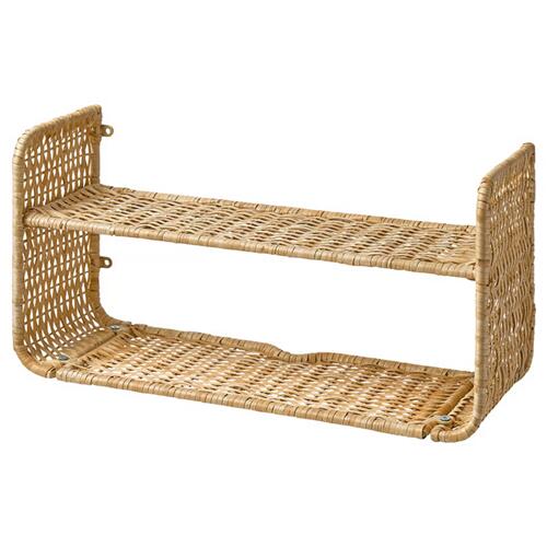 ＊202512 FRYKS?S フリークソース ウォールシェルフ 籐 60x20 cm 天然素材 便利 ディスプレイ収納 IKEA イケア おしゃれ 新生活 配線口 205.741.01